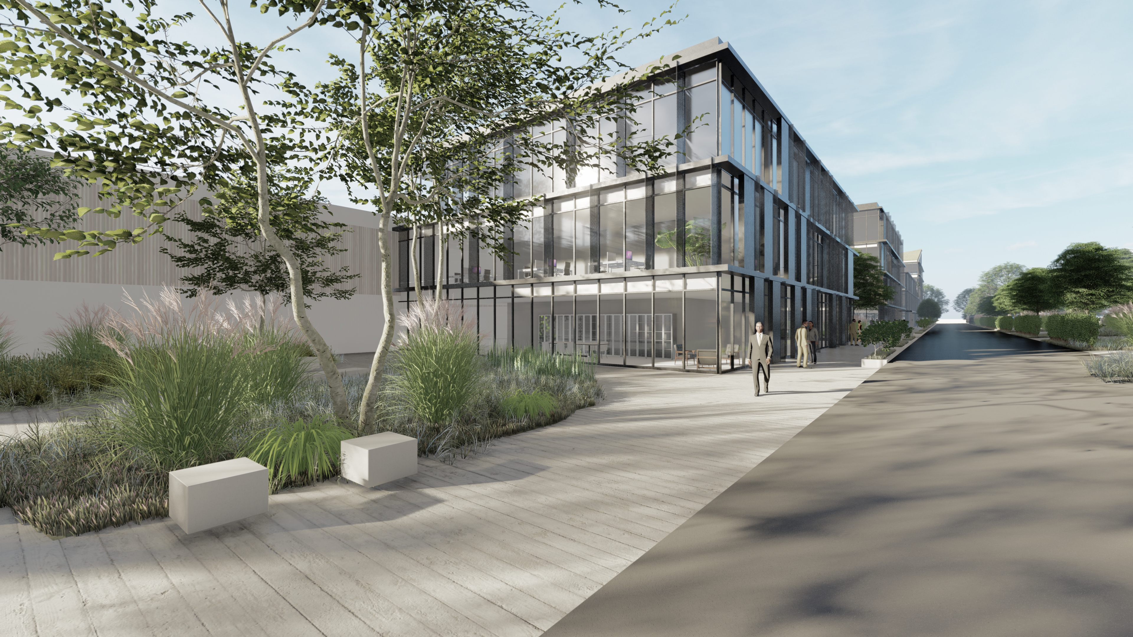 Réhabilitation d’une friche industrielle en bureaux et halls de
